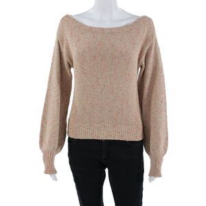 Intermix Women Pullover Sweater Beige Long Sleeve Round Neck Size L